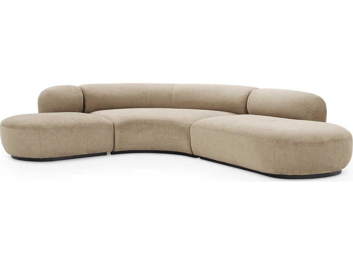 Bjorn Upholstered Sectional Sofa in Stratfort Brown with Black Base
