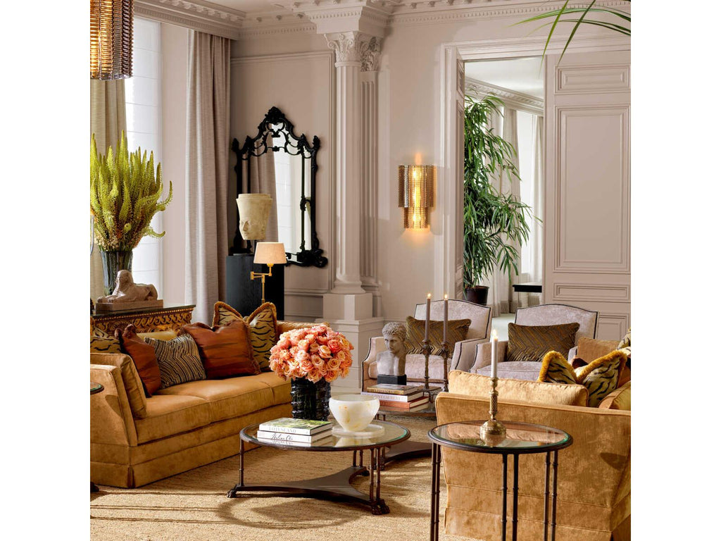 Lioness Round End Table in Bronze with Bevelled Glass