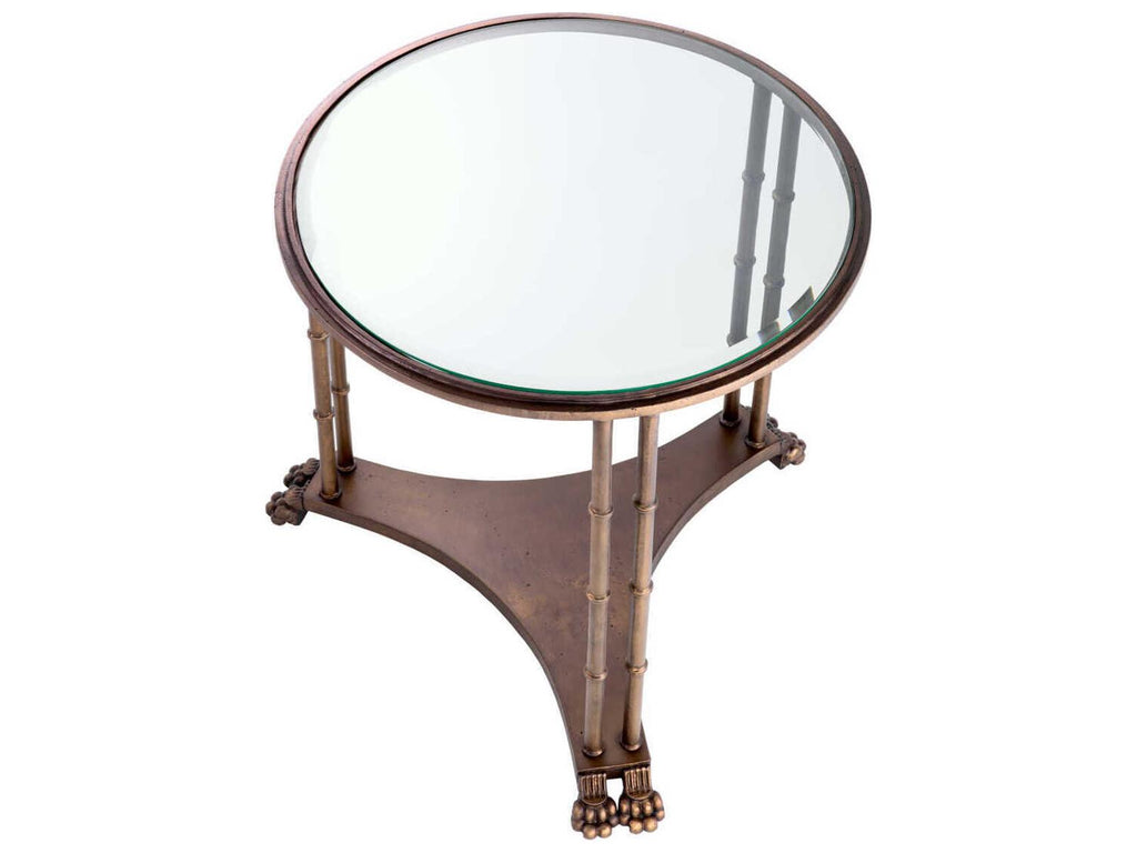 Lioness Round End Table in Bronze with Bevelled Glass
