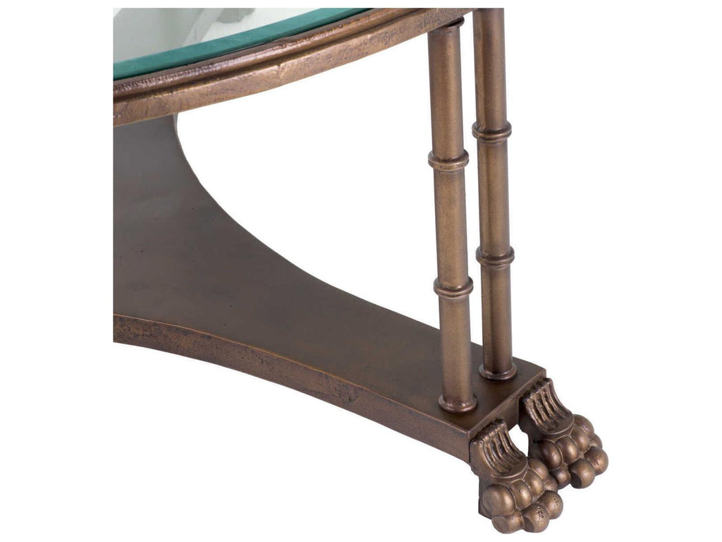 Lioness Round End Table in Bronze with Bevelled Glass