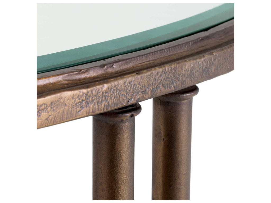 Lioness Round End Table in Bronze with Bevelled Glass