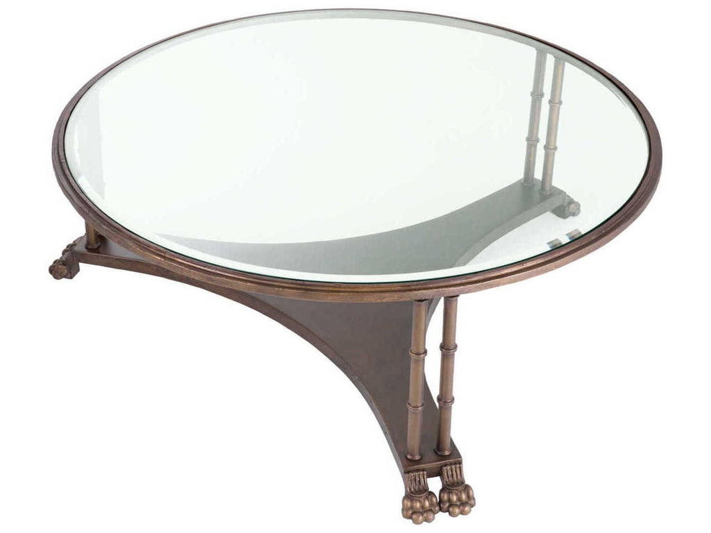Lioness Round Bronze Bevelled Glass Coffee Table