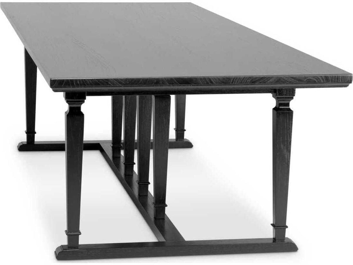 Americana 118-Inch Rectangle Dining Table in Black Veneer Open Grain
