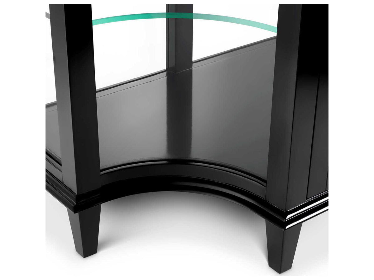 Gala Rectangular Black Console Table with Clear Glass Shelves