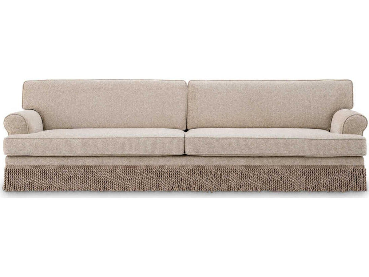 Madison Metropolitan Collection Palmer Beige Upholstered Sofa with Fringe