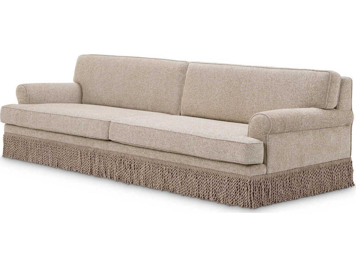 Madison Metropolitan Collection Palmer Beige Upholstered Sofa with Fringe