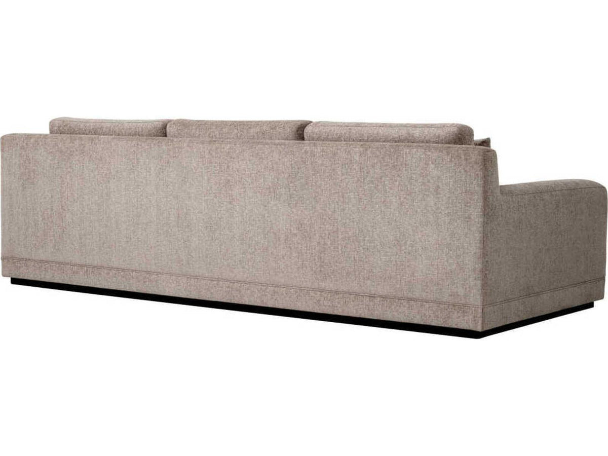 Manhattan 3-Seat Hunt Chenille Taupe Sofa with Black Base