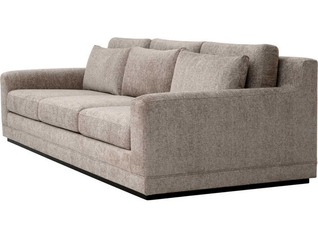 Manhattan 3-Seat Hunt Chenille Taupe Sofa with Black Base