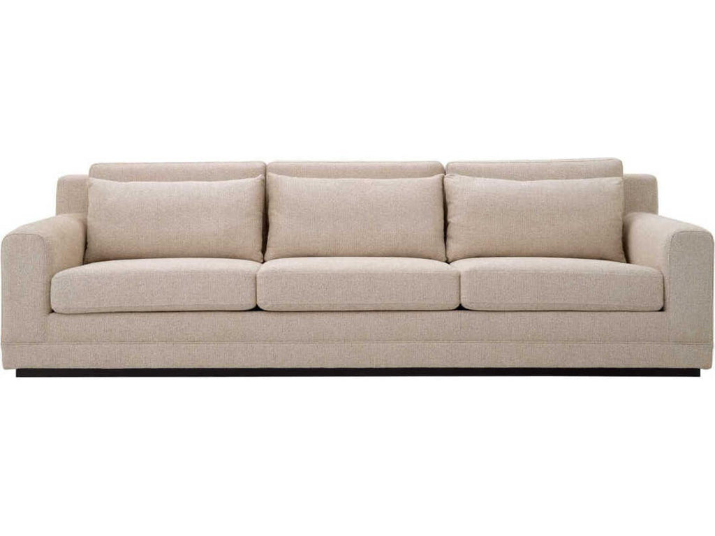 Manhattan 3-Seat Palmer Beige Fabric Sofa with Black Base