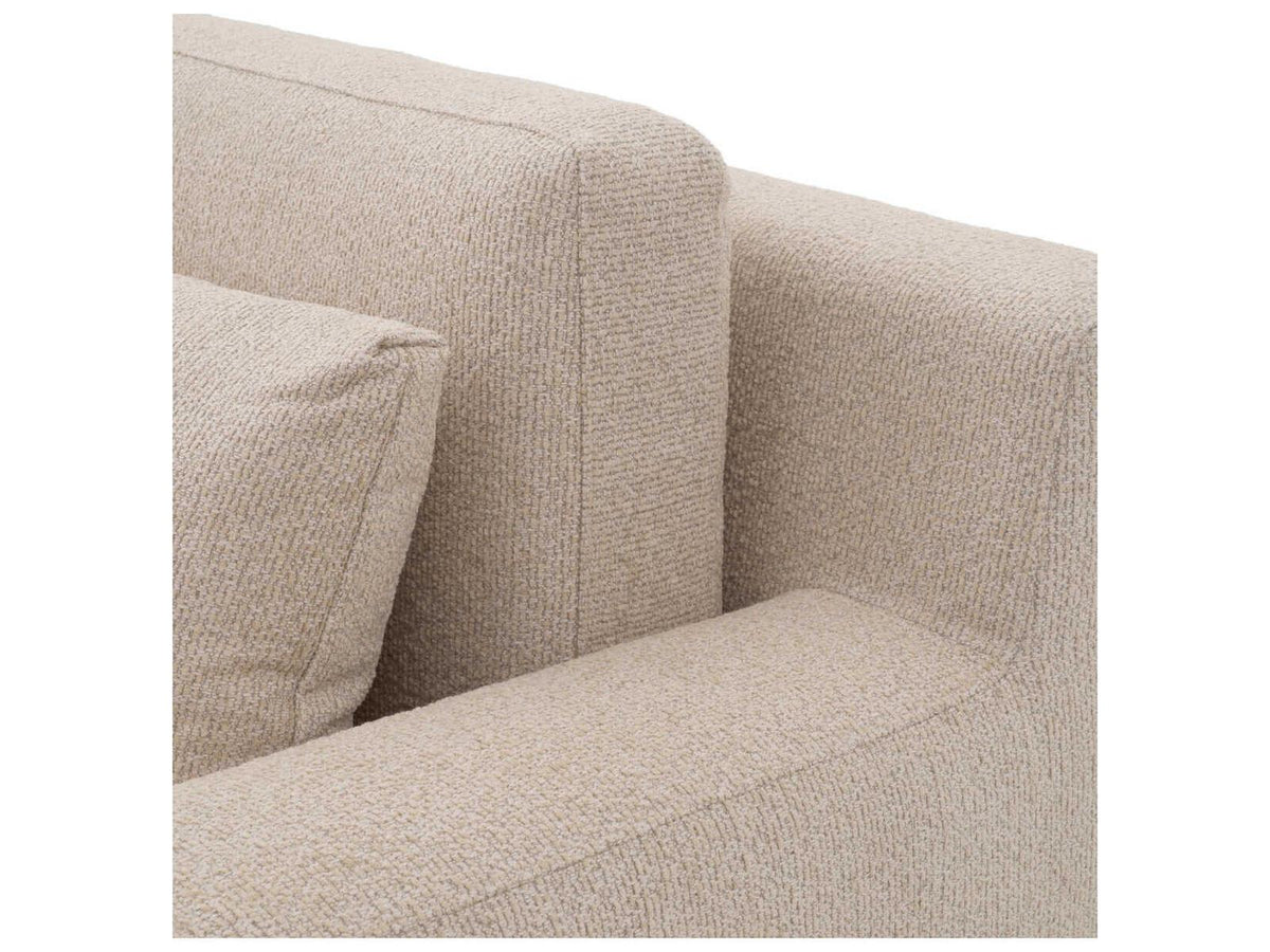Manhattan 3-Seat Palmer Beige Fabric Sofa with Black Base