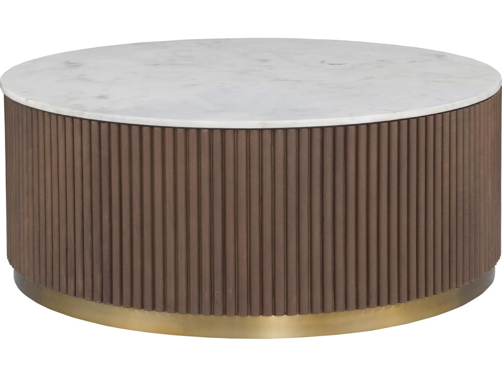 Dimitri Round Marble Coffee Table with Aged Gold Base