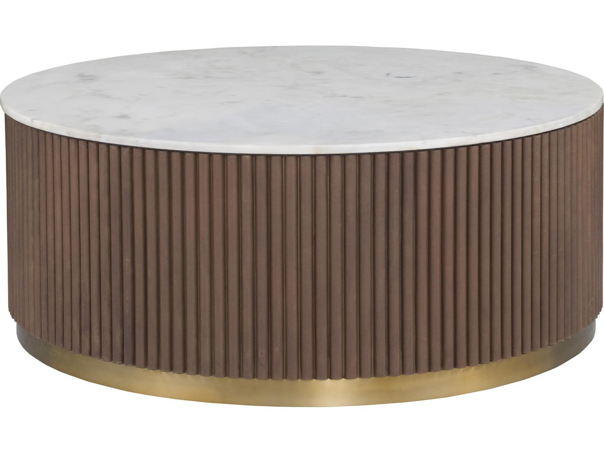 Dimitri Round Marble Coffee Table with Aged Gold Base