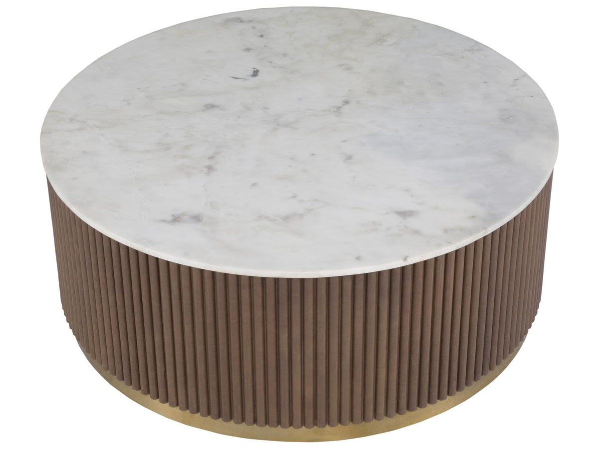 Dimitri Round Marble Coffee Table with Aged Gold Base
