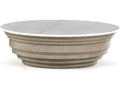 Hughes Caldwell Round Coffee Table in Weathered Blonde Pine and White Marble