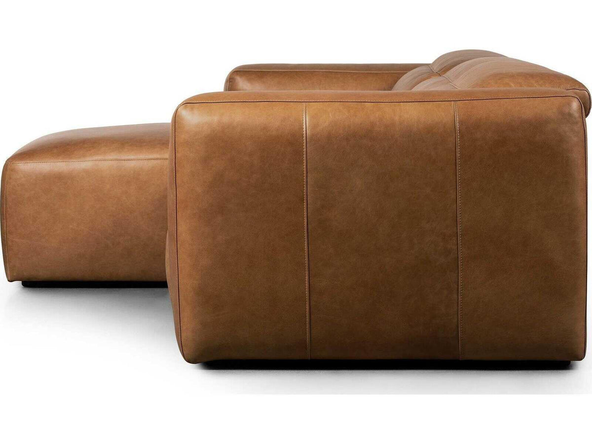 Norwood Radley Power Recliner 3-Piece Leather Sectional Sofa with LAF Chaise in Sonoma Butterscotch