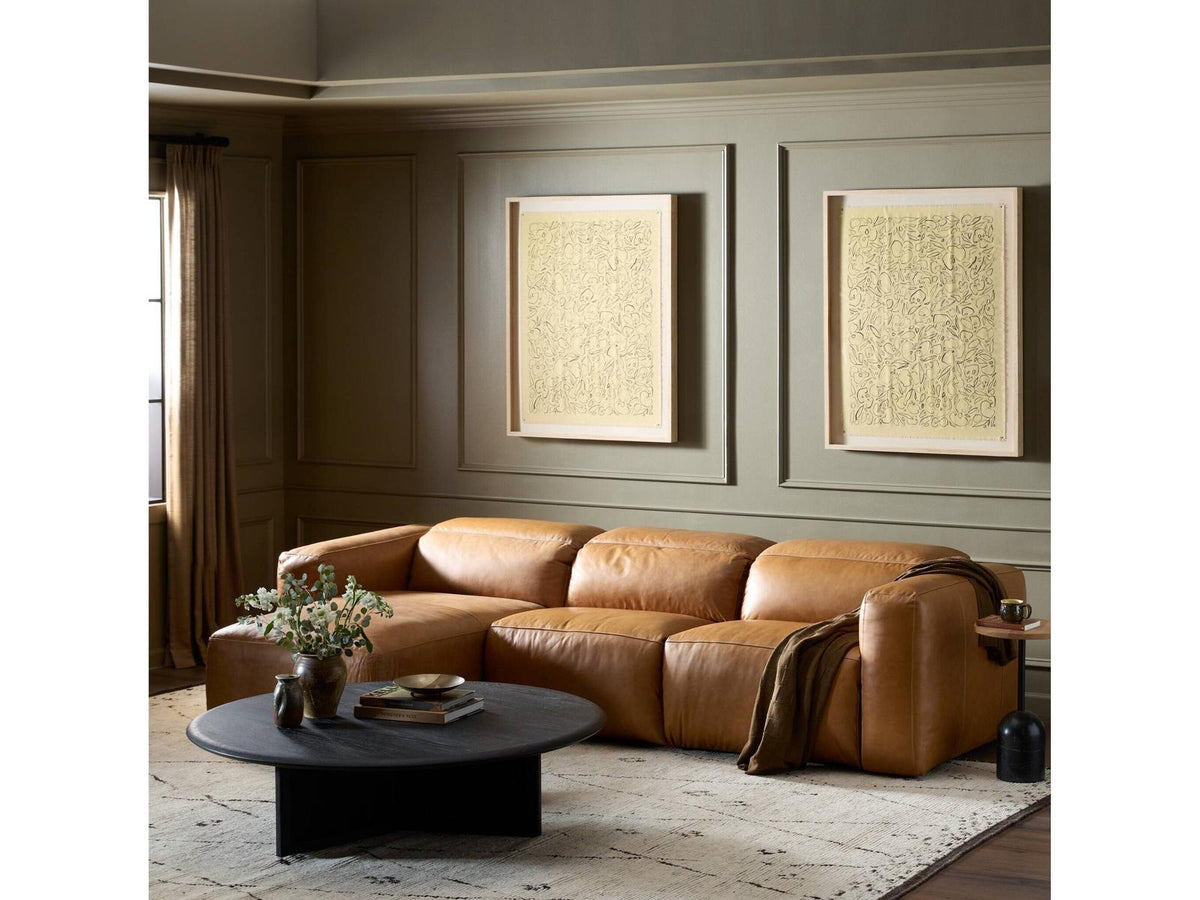 Norwood Radley Power Recliner 3-Piece Leather Sectional Sofa with LAF Chaise in Sonoma Butterscotch