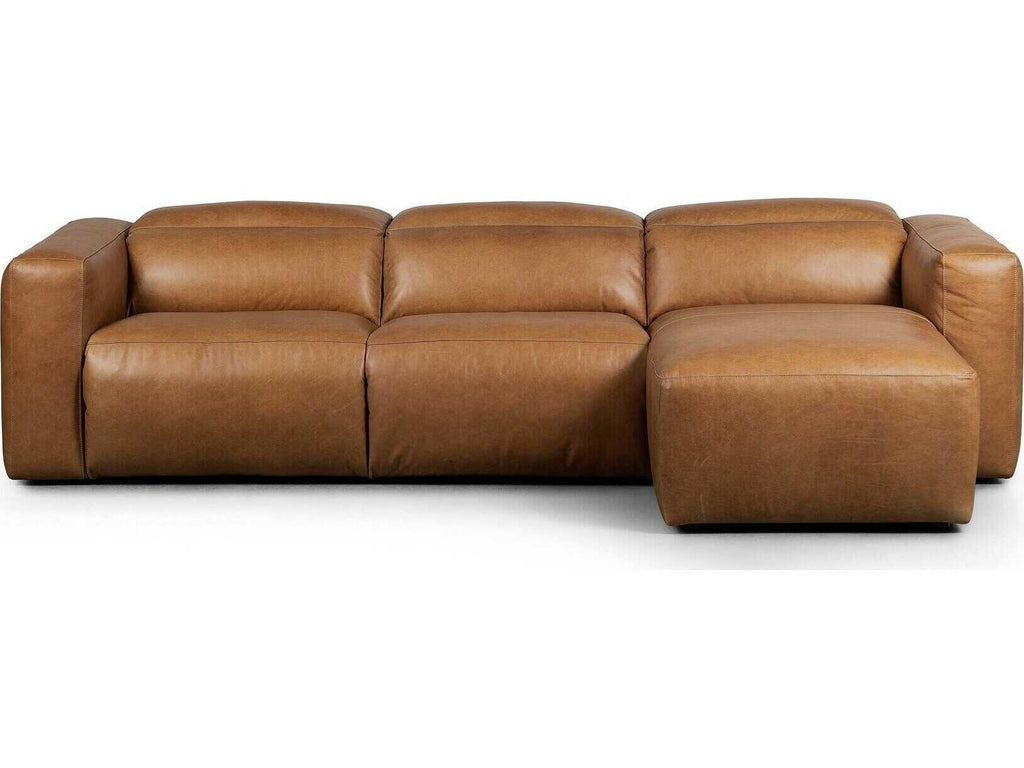 Norwood Radley 3-Piece Power Recliner Sectional Sofa with RAF Chaise in Sonoma Butterscotch Leather
