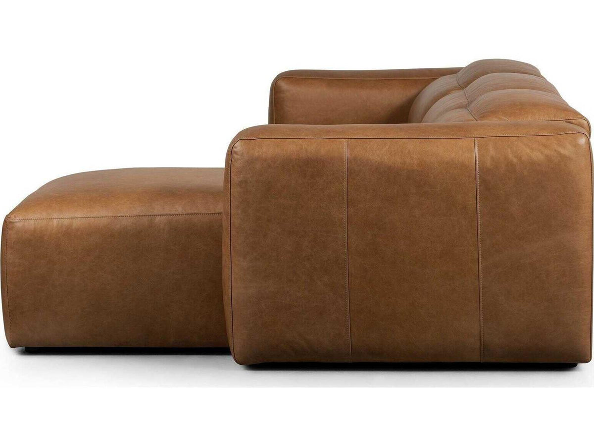 Norwood Radley 3-Piece Power Recliner Sectional Sofa with RAF Chaise in Sonoma Butterscotch Leather
