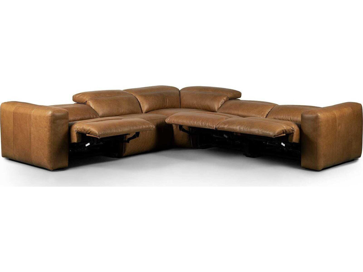 Globetrotter Radley 5 - Piece Reclining Brown Leather Sectional Sofa