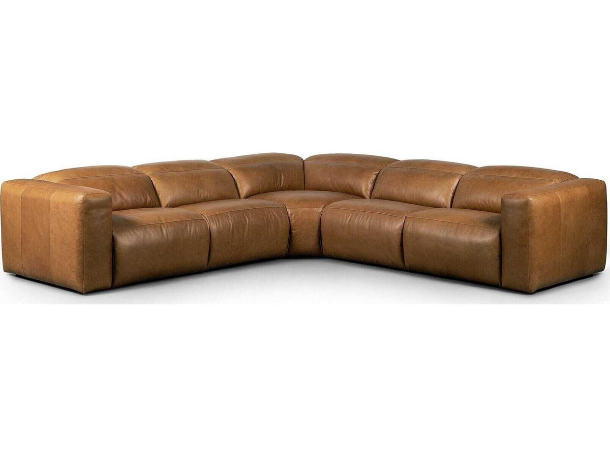 Radley 5-Piece Modular Top-Grain Leather Power Reclining Sectional in Sonoma Butterscotch