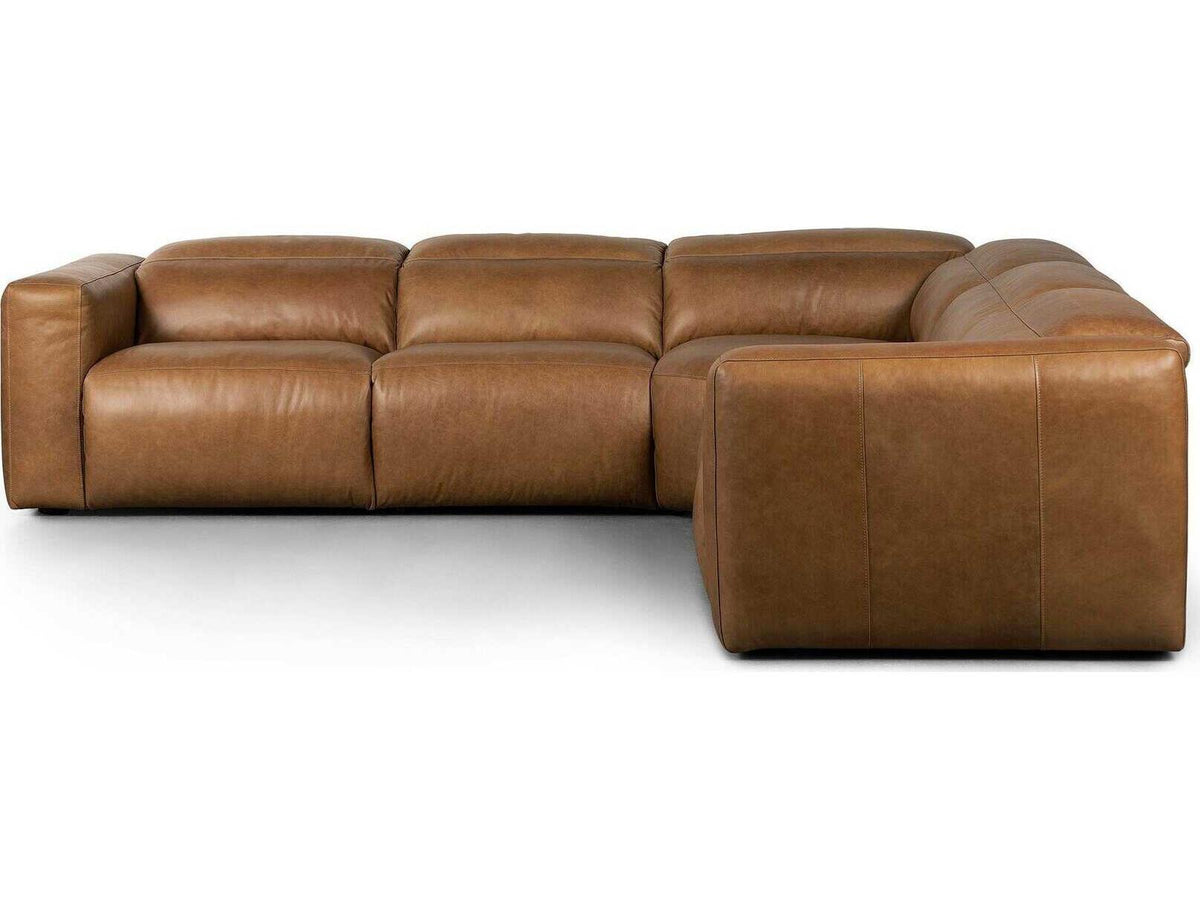 Radley 5-Piece Modular Top-Grain Leather Power Reclining Sectional in Sonoma Butterscotch
