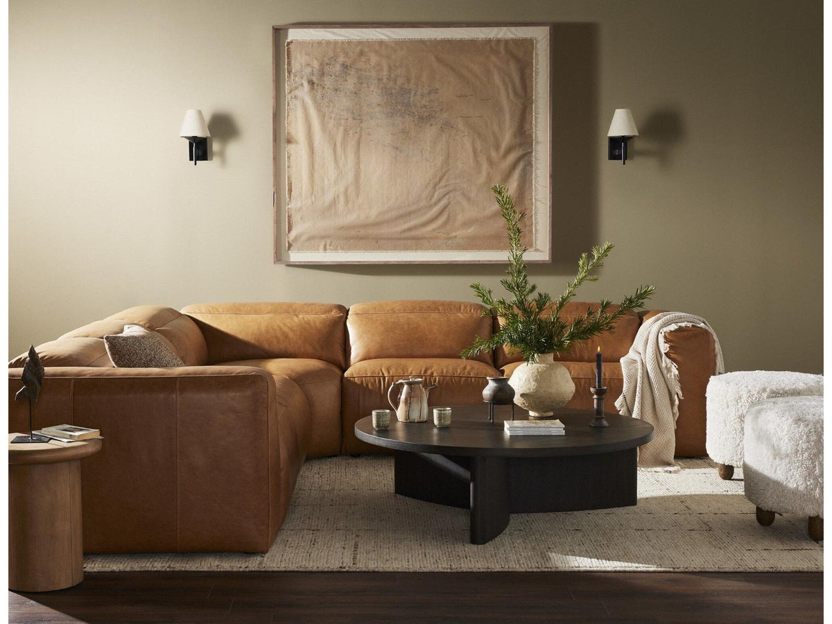 Radley 5-Piece Modular Top-Grain Leather Power Reclining Sectional in Sonoma Butterscotch