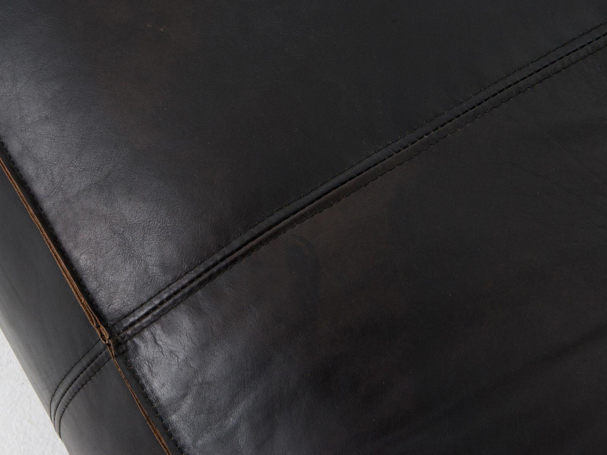 Nolita Reverse Stitch 99 Inch Top-Grain Leather Sofa in Rider Black