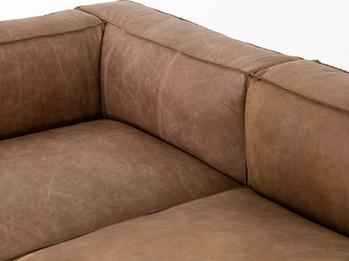 Carnegie Nolita 2-Piece Right Arm Facing Top Grain Leather Sectional Sofa in Natural Washed Sand
