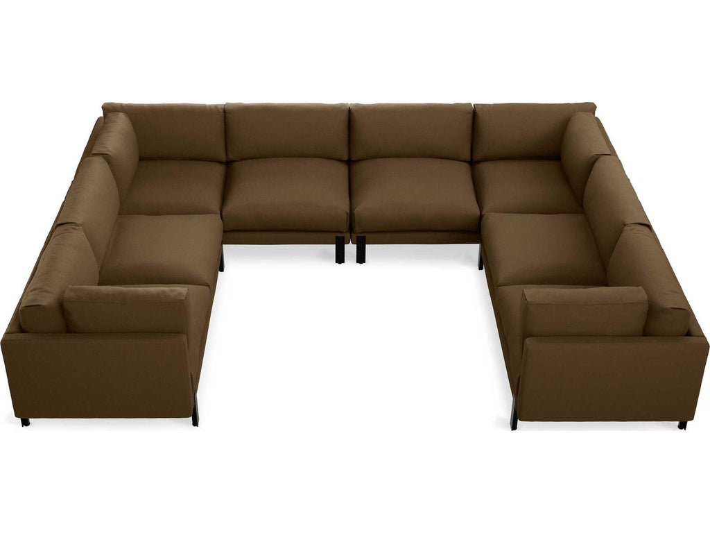 Silverlake U-Shaped Modular Fabric Sectional Sofa in Brown