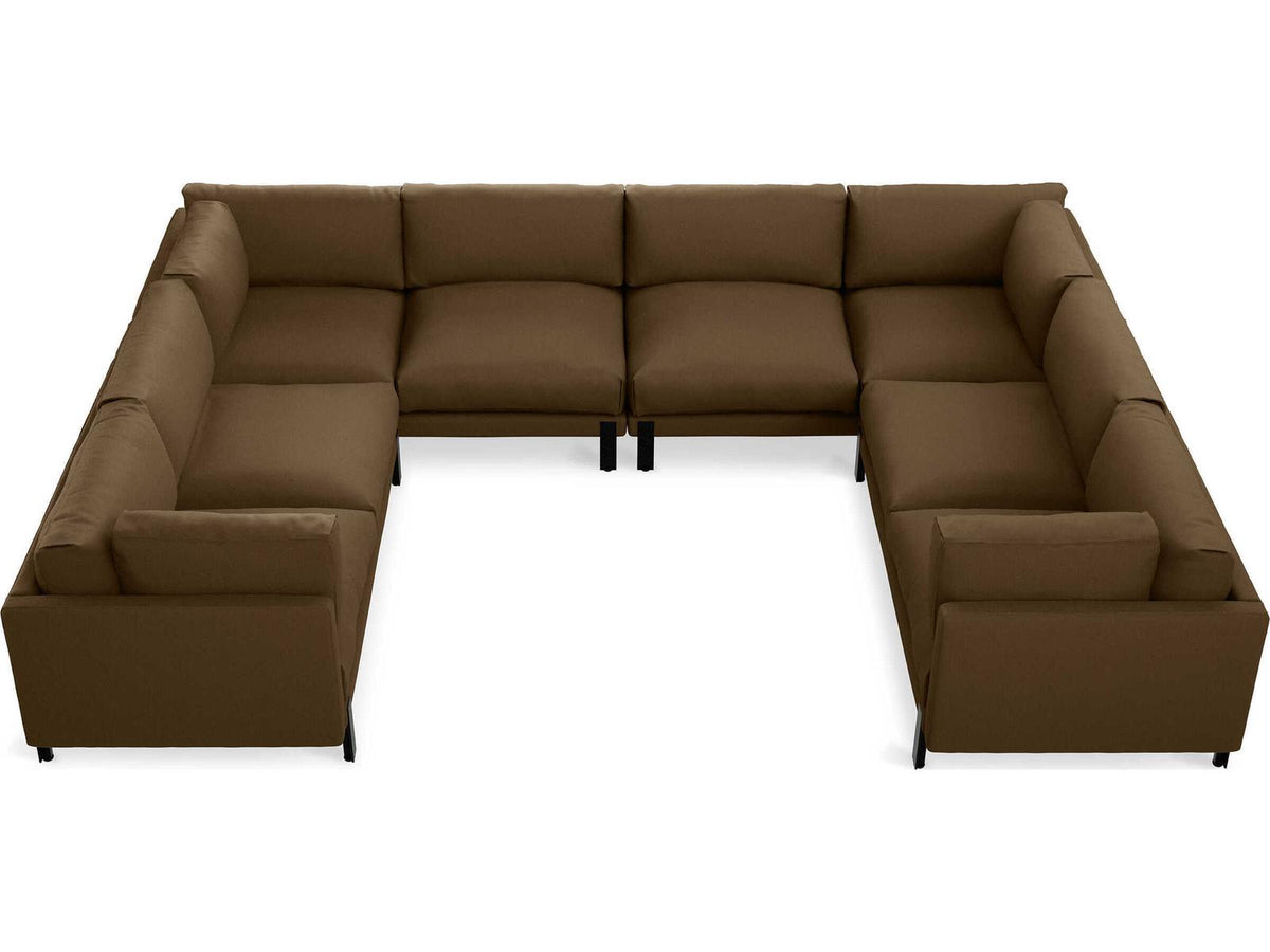 Silverlake U-Shaped Modular Fabric Sectional Sofa in Brown