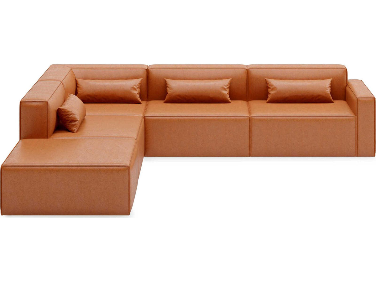 Mix Modular 5-Piece Vegan AppleSkin Leather Sectional Sofa in Cognac