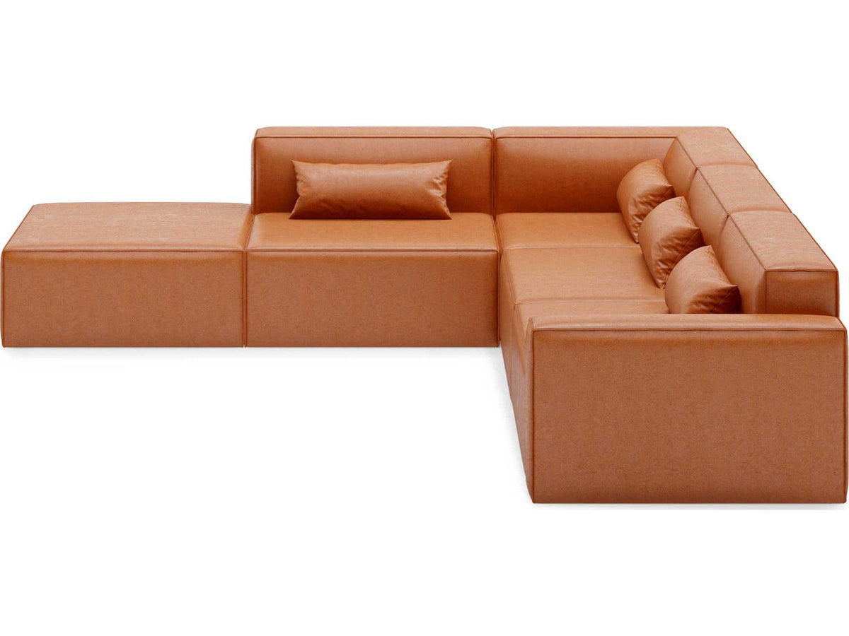 Mix Modular 5-Piece Vegan AppleSkin Leather Sectional Sofa in Cognac