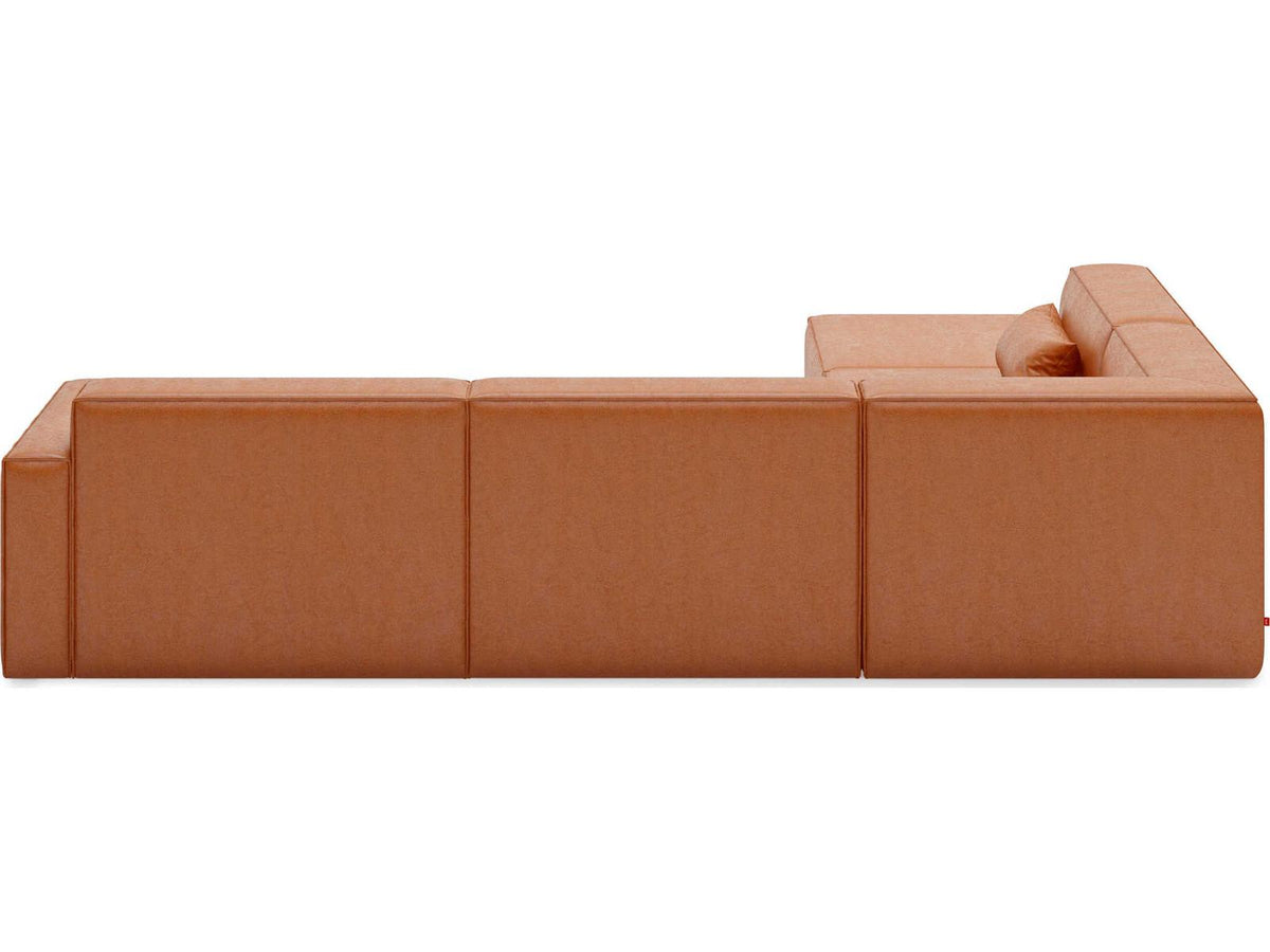 Mix Modular 5-Piece Vegan AppleSkin Leather Sectional Sofa in Cognac