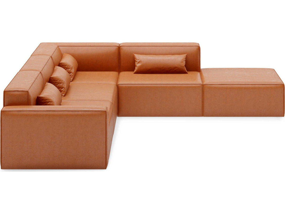 Mix Modular 5-Piece Vegan Cognac Leather Sectional Sofa