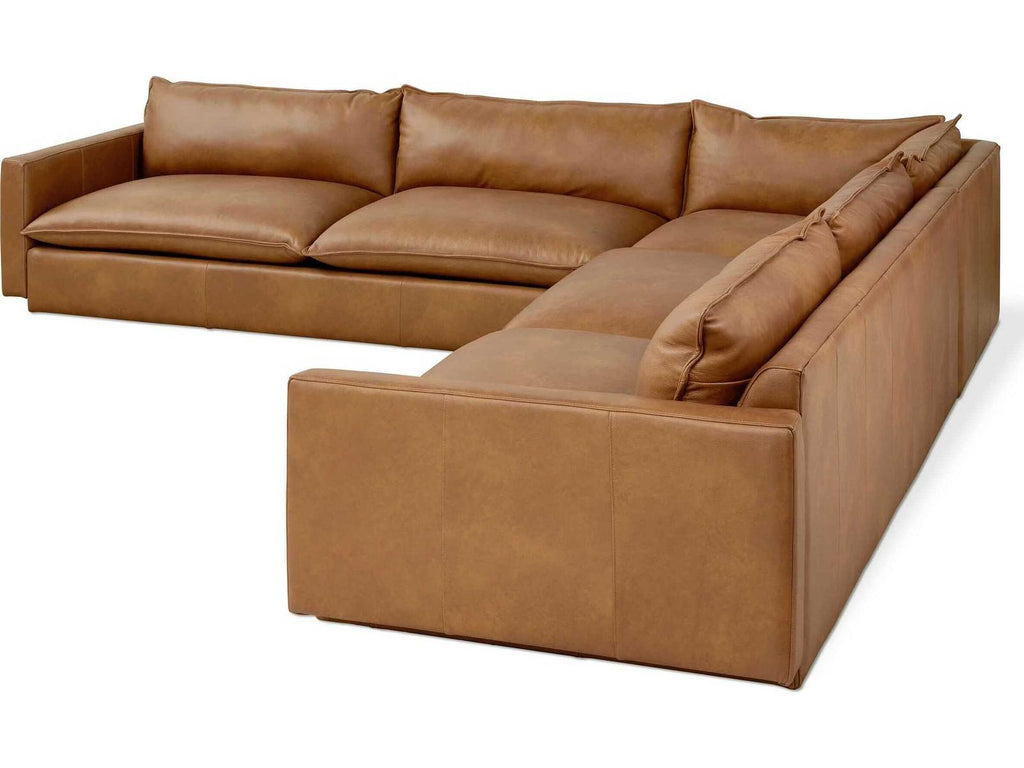 Sola L-Shape Leather Sectional Sofa in Raleigh Chestnut Brown