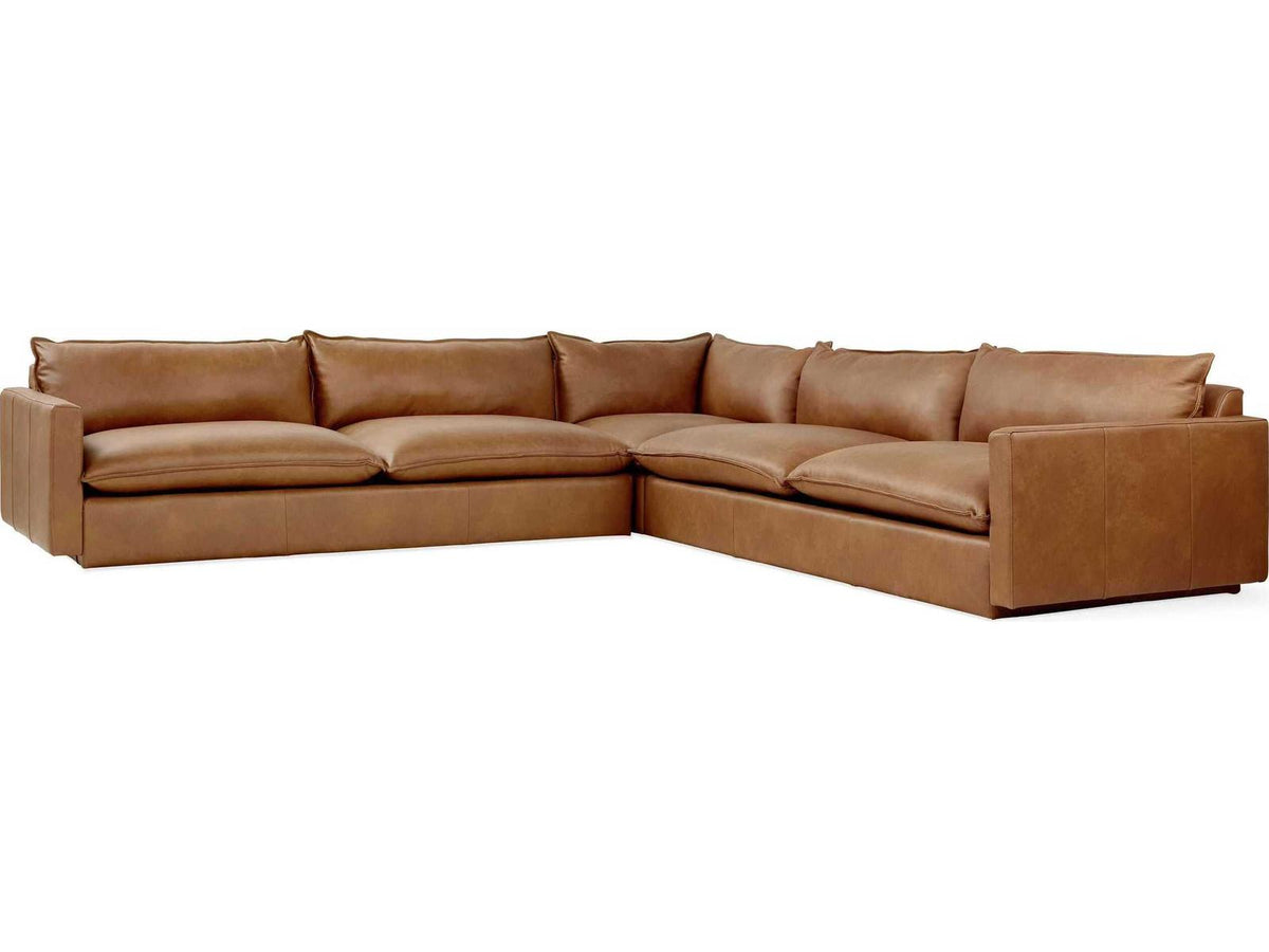 Sola L-Shape Leather Sectional Sofa in Raleigh Chestnut Brown