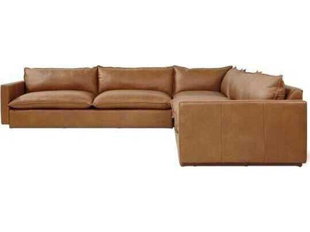 Sola L-Shape Leather Sectional Sofa in Raleigh Chestnut Brown