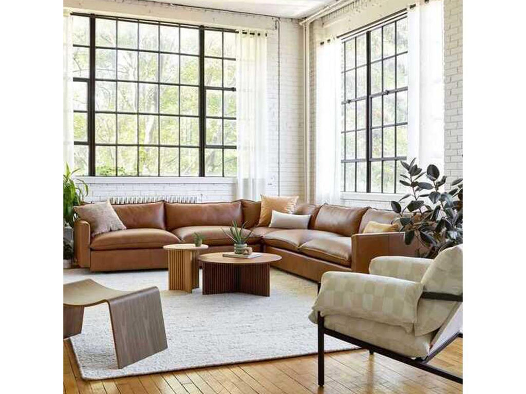 Sola L-Shape Leather Sectional Sofa in Raleigh Chestnut Brown