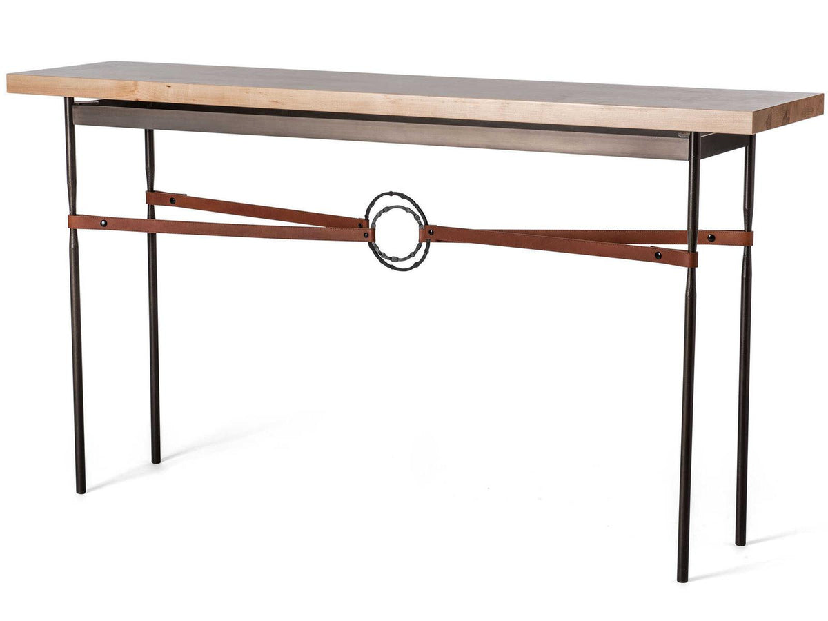 Equus Rectangular Console Table with Maple Top and Leather Accents