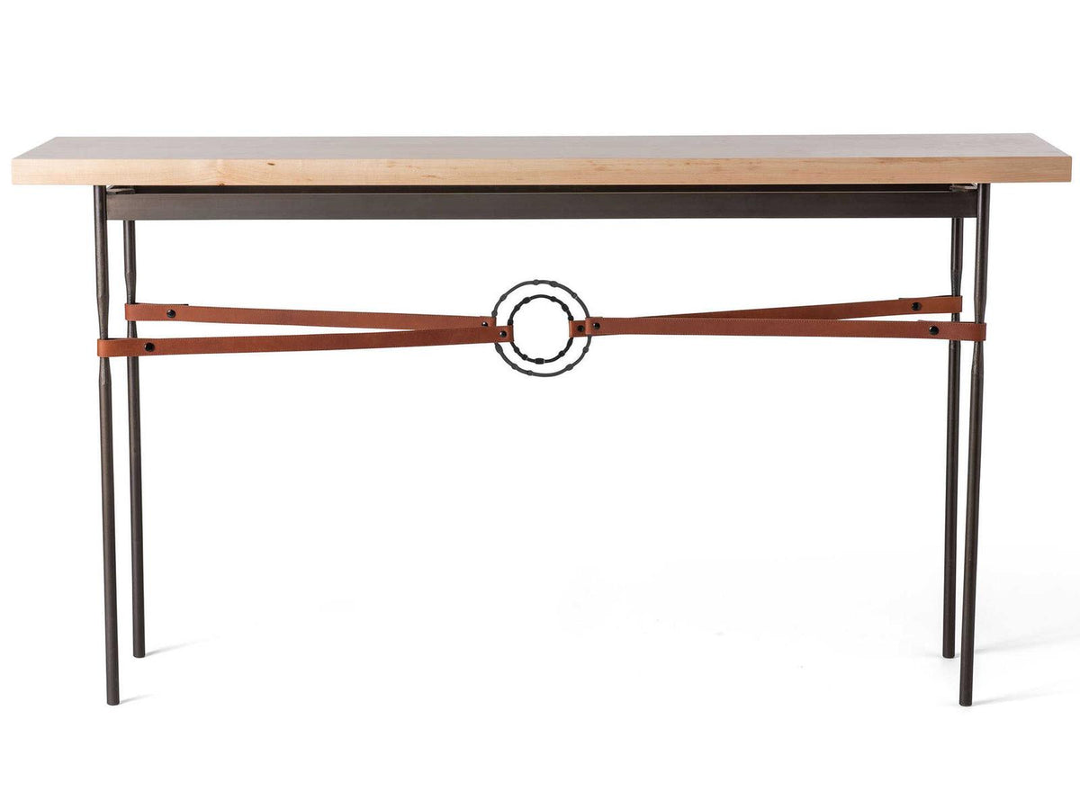 Equus Rectangular Console Table with Maple Top and Leather Accents