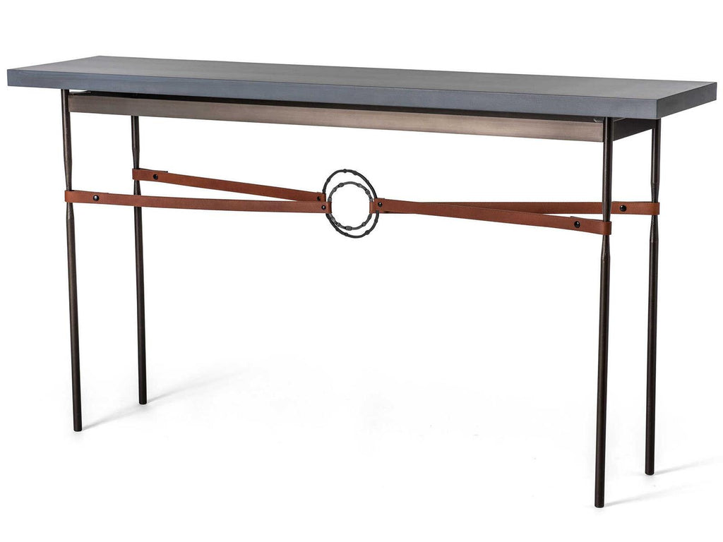 Equus Rectangular Console Table with Maple Top and Leather Accents