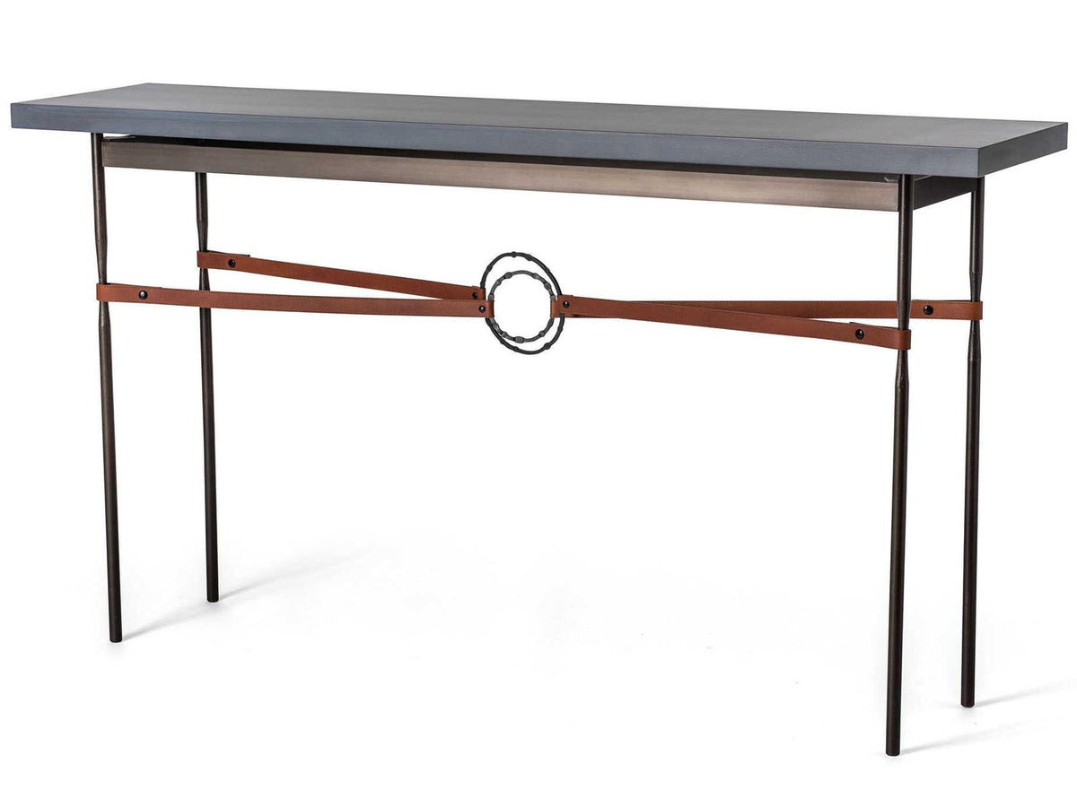 Equus Rectangular Console Table with Maple Top and Leather Accents