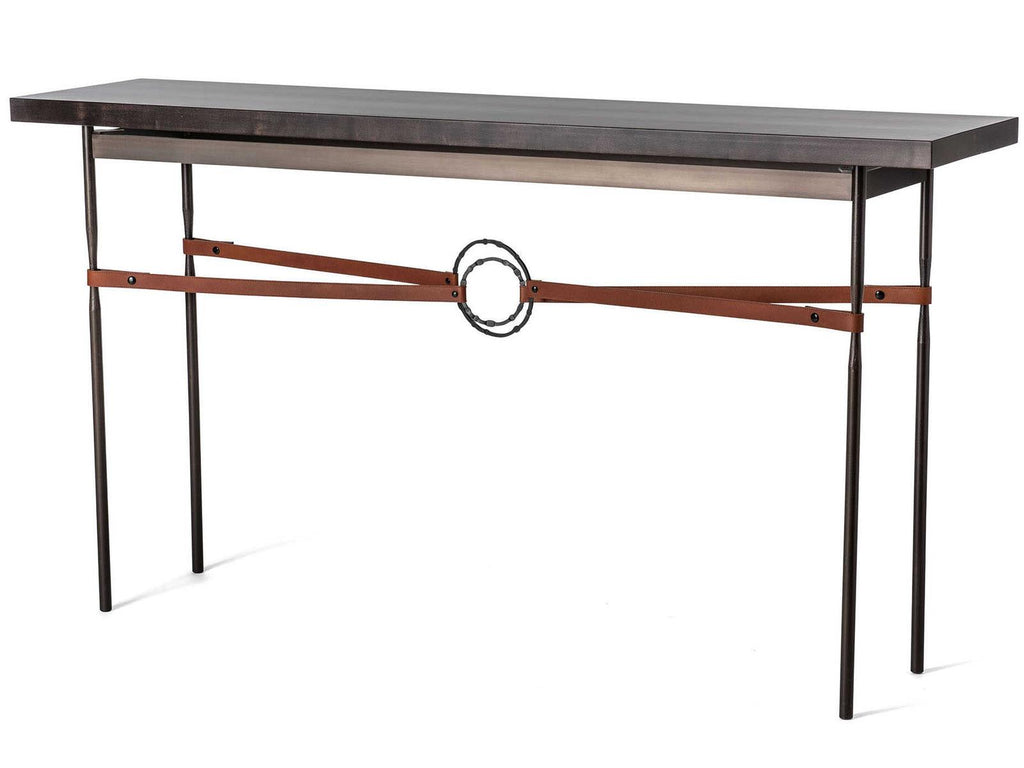 Equus Rectangular Console Table with Maple Top and Leather Accents