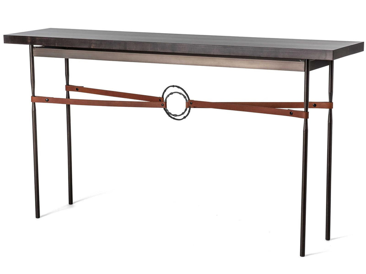 Equus Rectangular Console Table with Maple Top and Leather Accents