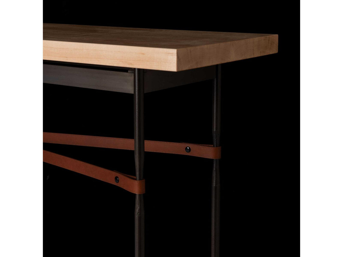 Equus Rectangular Console Table with Maple Top and Leather Accents