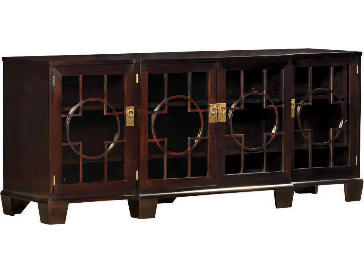 75-Inch Mahogany Wood Media Console with Adjustable Shelves