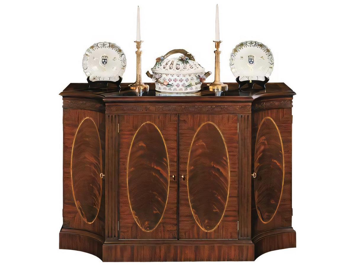 51 Inch Mahogany Wood Credenza Sideboard with Brass Hardware