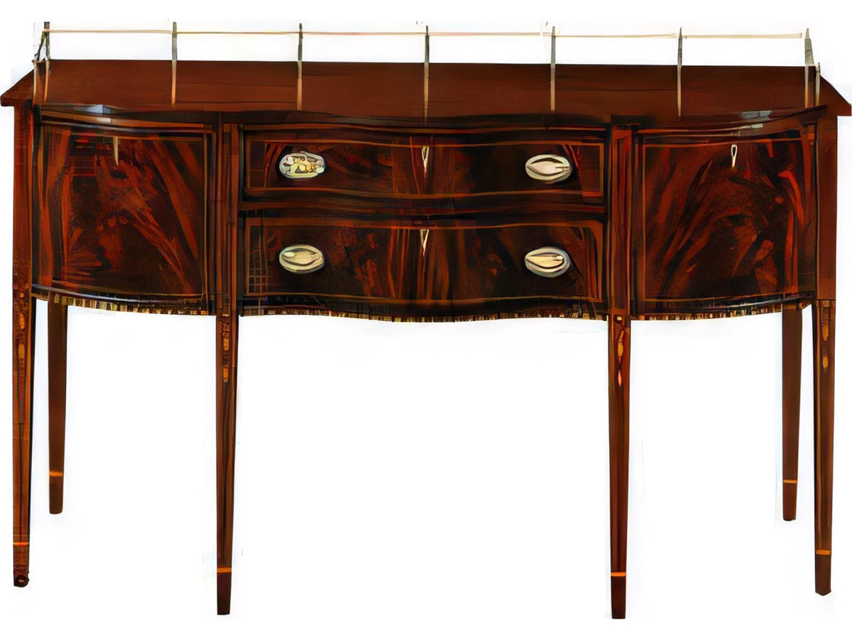 66-Inch Mahogany Wood Sideboard with Inlays and Brass Hardware