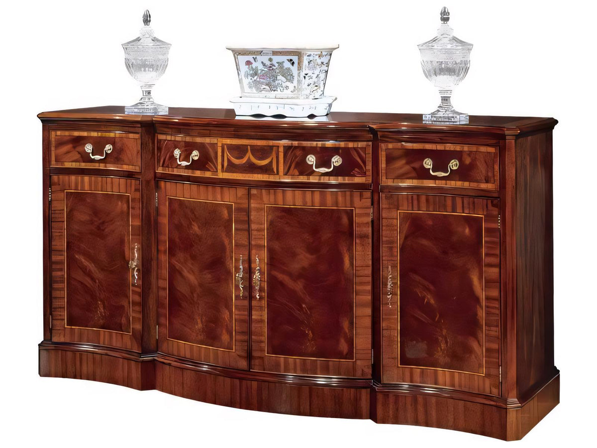 Breakfront Credenza Sideboard in Mahogany Wood
