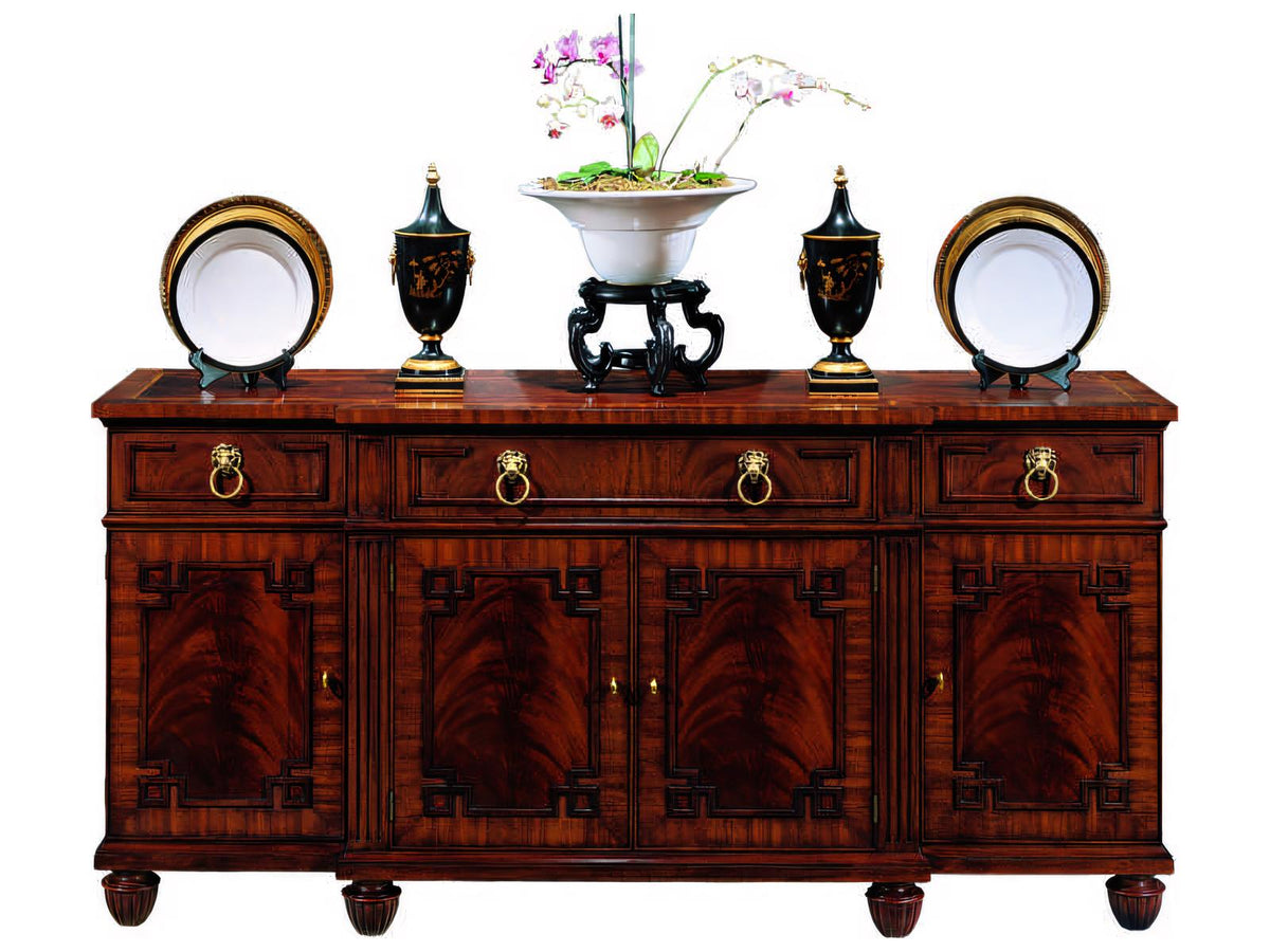 Breakfront Sideboard Mahogany Wood Inlays